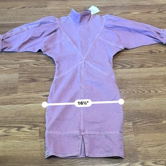 ISABEL MARANT ÉTOILE PUFF SLEEVE DENIM DRESS IN PINK size 34 / us XS - Picture 7 of 15